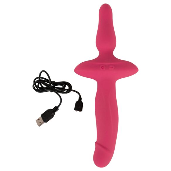 Par za užitak - Dvostruki vibrator i analni plug (pink)