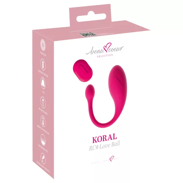 Beau Coeur Koral - vibrirajuće jaje sa daljinskim upravljačem (roze)