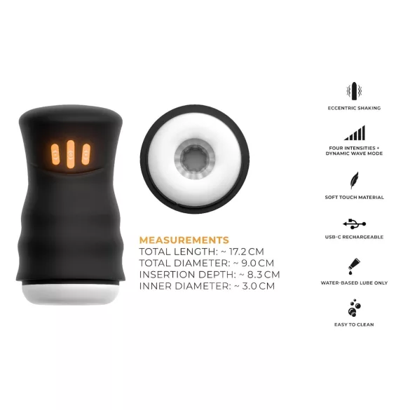 You2Toys Gyro - rotirajući, vibrirajući masturbator (crni)