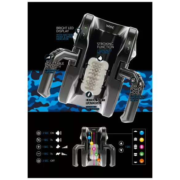 WYNE 10 - automatski masturbator sa drškom (crna)