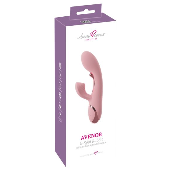Beau Coeur Avenor - G-tačka vibrator sa jezičkom i ručicom za klitoris (pink)