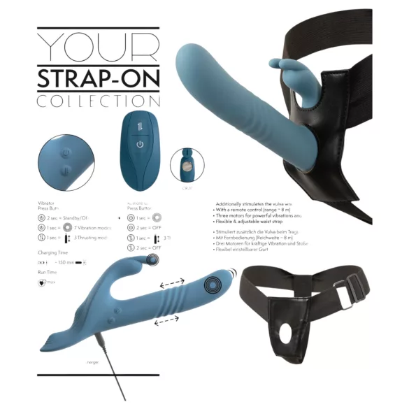You2Toys - 3-dijelni navlakivi zeka vibrator s daljinskim upravljačem (plava)