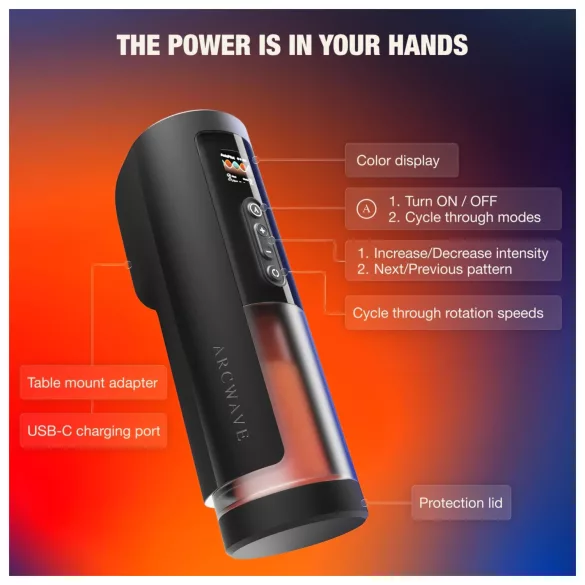 Arcwave Thruster - potiskivač i rotirajući automatski masturbator (crni)
