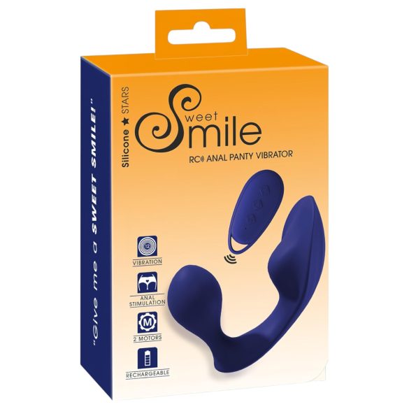 SMILE - daljinski analni i panty vibrator (plavi)