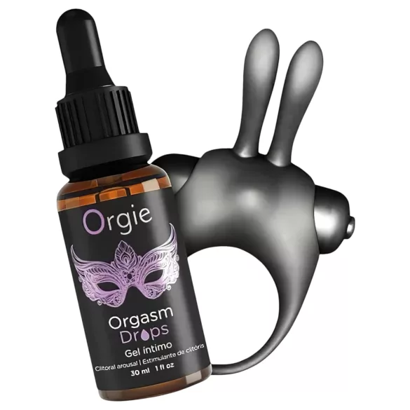 Orgie Orgasmic Bunny - set vibracionog prstena za penis (crni)