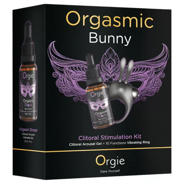 Orgie Orgasmic Bunny - set vibracionog prstena za penis (crni)