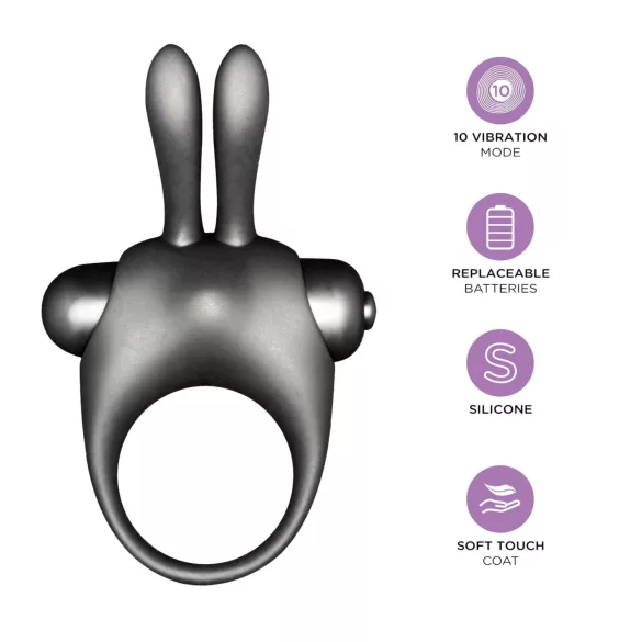 Orgie Orgasmic Bunny - set vibracionog prstena za penis (crni)