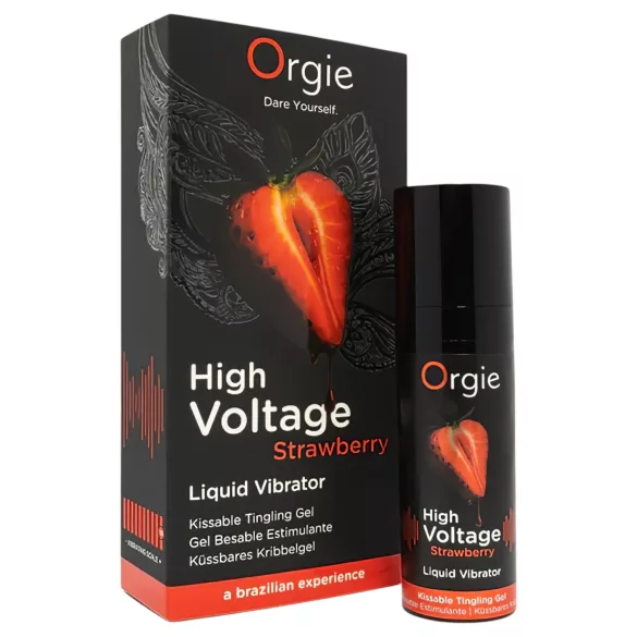 Orgie High Voltage - tečni vibrator - jagoda (15ml)