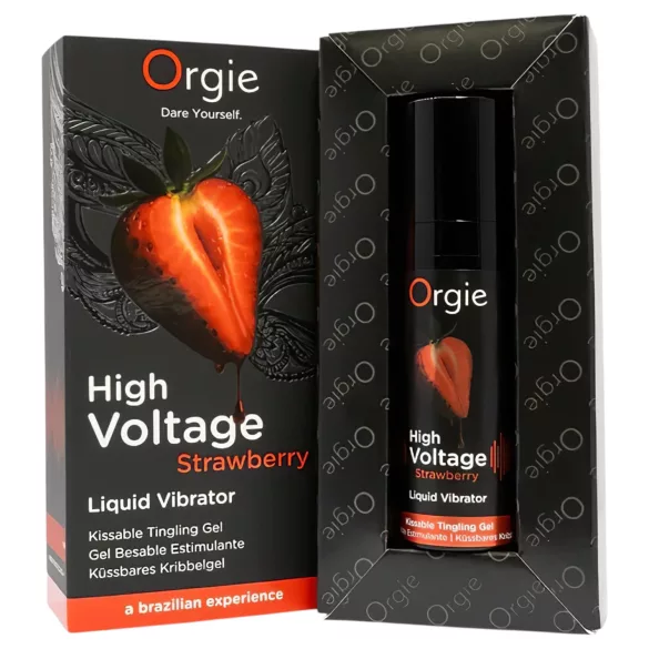 Orgie High Voltage - tečni vibrator - jagoda (15ml)