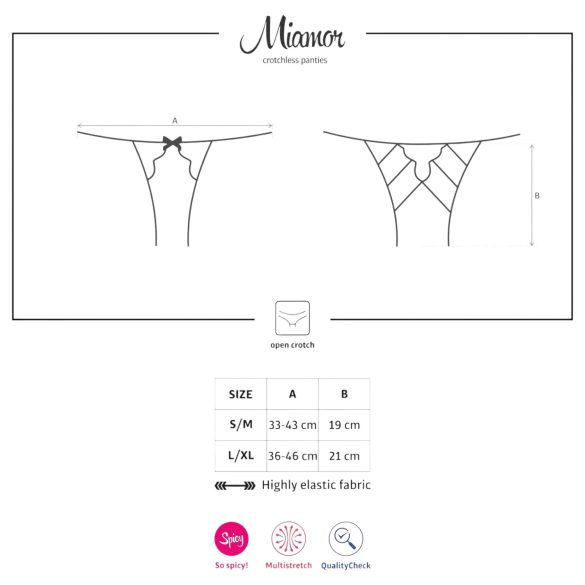 Obsessive Miamor - mrežaste, otvorene čipkaste ženske gaćice (crne) - L/XL