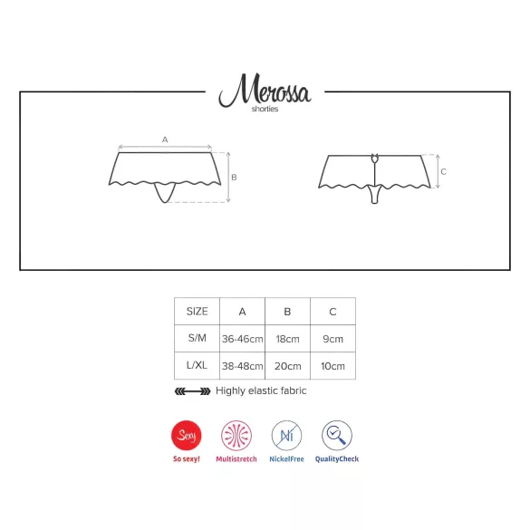 Obsessive Merossa - ženstvene crne tange sa cirkonima, otvoreni model - L/XL