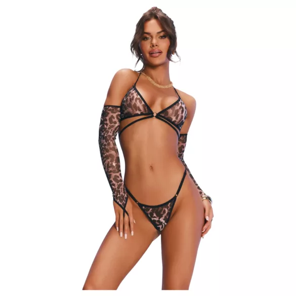 Obsessive Addia - mrežasti komplet sa leopard šarom