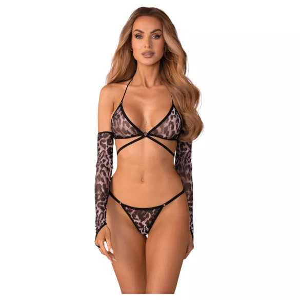 Obsessive Addia - mrežasti komplet sa leopard šarom - L/XL
