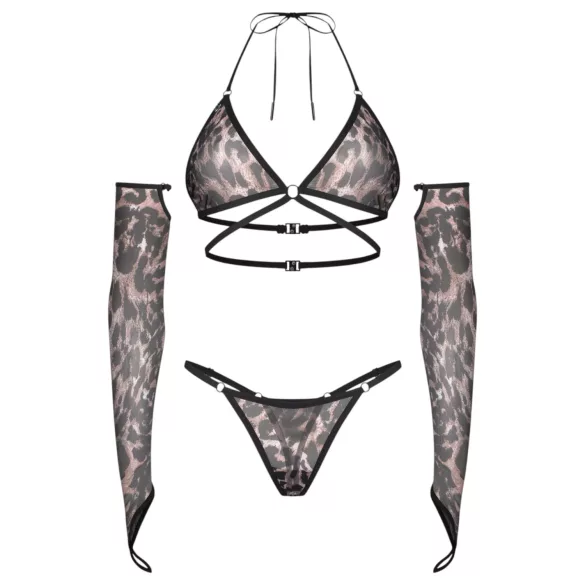 Obsessive Addia - mrežasti komplet sa leopard šarom - L/XL