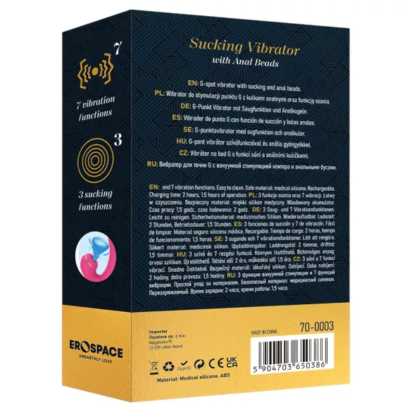 Erospace Sweet Play - G-tačka vibrator sa analnom sondom i sisanjem (roze)