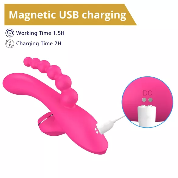 Erospace Sweet Play - G-tačka vibrator sa analnom sondom i sisanjem (roze)