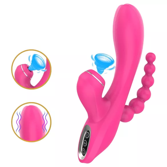 Erospace Sweet Play - G-tačka vibrator sa analnom sondom i sisanjem (roze)