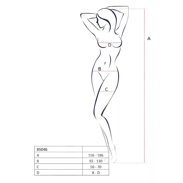 Passion BS046 - cvetni mrežasti komplet (crveni) - S-L
