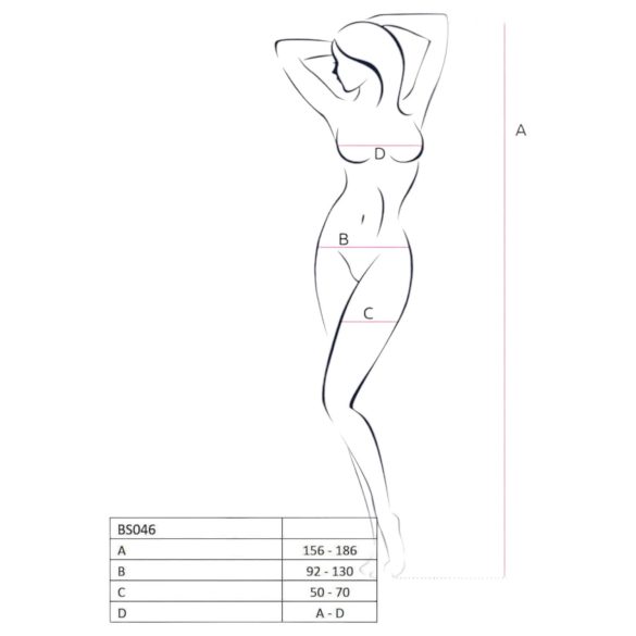 Passion BS046 - mrežasti komplet sa cvetnim uzorkom (bela) - S-L