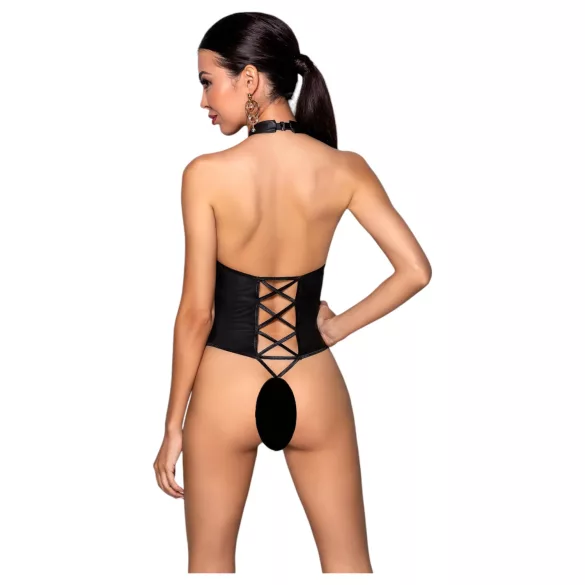 Passion Nancy - otvoreni crni bodi sa ukrštenim trakama - L/XL