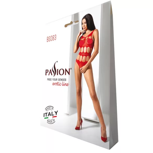 Passion BS083 - prozirni, otvoreni bodi - crvena (S-L)