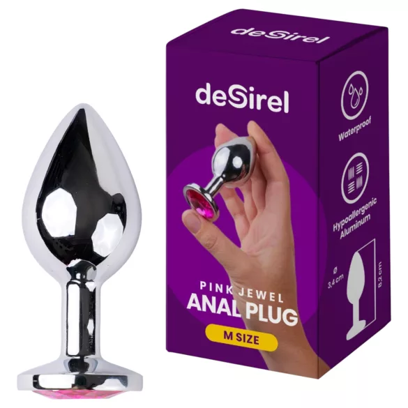 Desirel Pink Jewel M - analni čep (srebrno-roze)