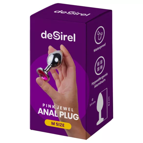 Desirel Pink Jewel M - analni čep (srebrno-roze)