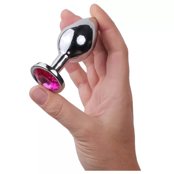 Desirel Pink Jewel M - analni čep (srebrno-roze)