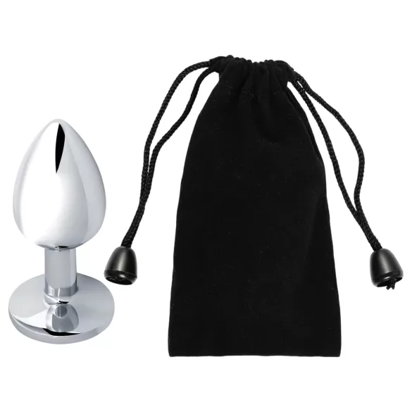 Sunfo - metalni analni čep sa ružičastim kamenom (srebro)