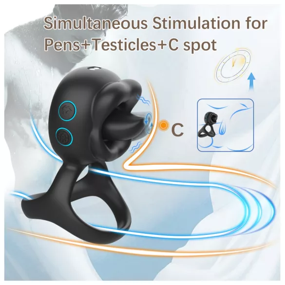 Biu-Biu - prsten za penis i vibrator za klitoris (crna)
