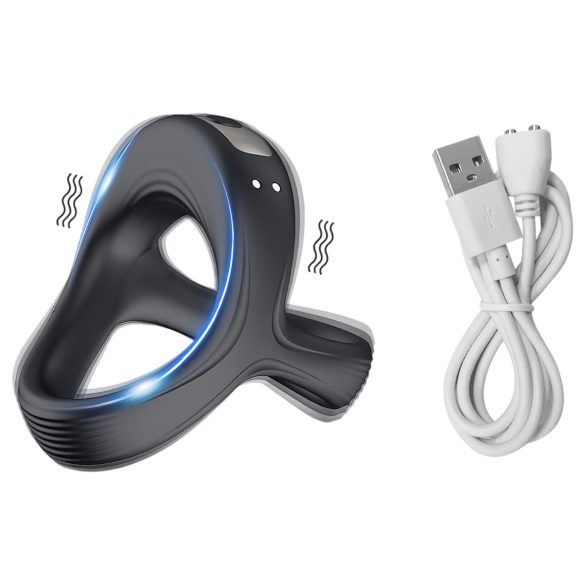 AlvUp - vibracioni prsten za penis i testise (crna)