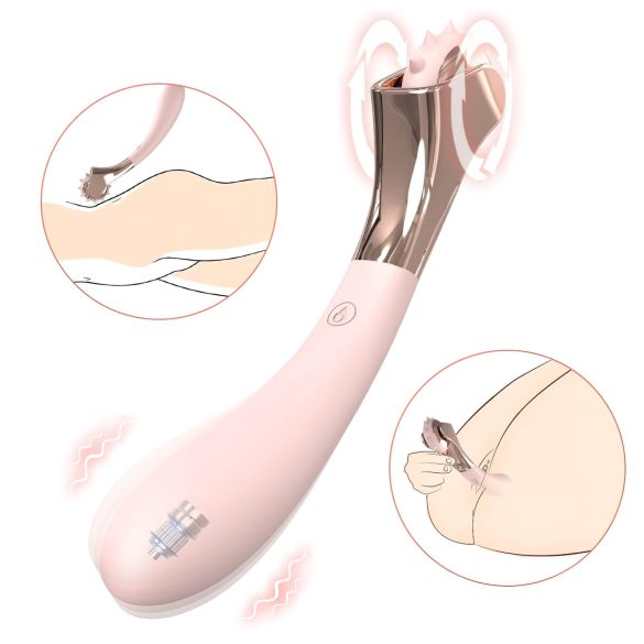 Sex HD - punjivi vodootporni vibrator i točkići zadovoljstva (pink)