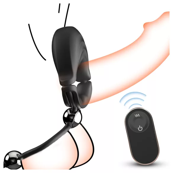 Sex HD - podesivi vibrirajući penis prsten sa daljinskim upravljačem (crni)