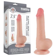   Lovetoy Sliding-Skin - dupli dildo sa vakumskom bazom - 19.5cm (naturalan)