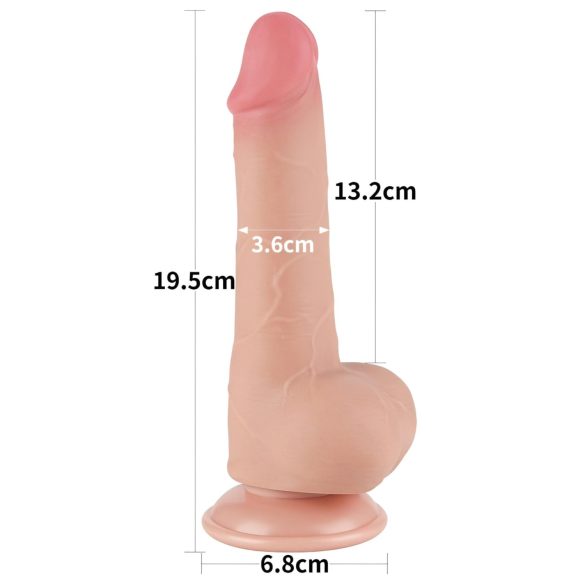 Lovetoy Sliding-Skin - dupli dildo sa vakumskom bazom - 19.5cm (naturalan)