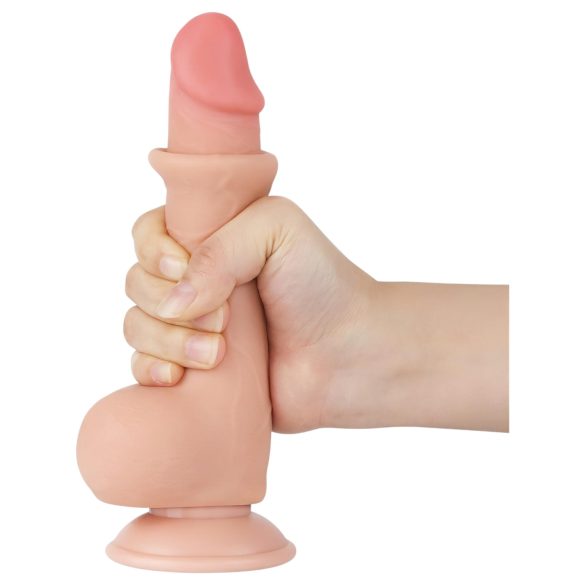 Lovetoy Sliding-Skin - dupli dildo sa vakumskom bazom - 19.5cm (naturalan)