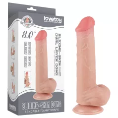   Lovetoy Sliding-Skin - Dvostruki dildo sa testisima - 20,8cm (natur)