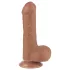 Lovetoy Klizna-Koža - Dvostruki Dildo sa Testisima - 18,3cm (prirodna boja)