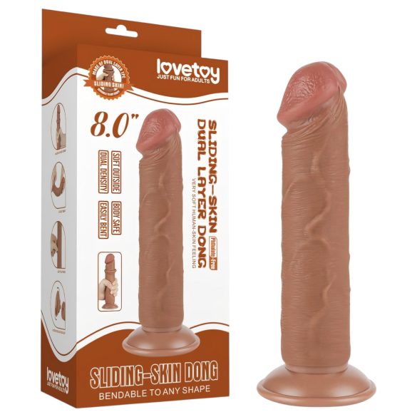 Lovetoy Sliding-Skin - vakuum bazirana dvostruka dildo - 20cm (naturalna)