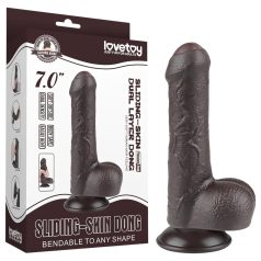   Lovetoy Sliding-Skin - dvoslojni dildo sa testisima - 18,3cm (braon)