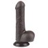 Lovetoy Sliding-Skin - dvoslojni dildo sa testisima - 18,3cm (braon)