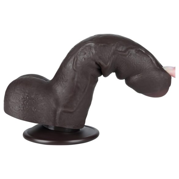 Lovetoy Sliding-Skin - dvoslojni dildo sa testisima - 18,3cm (braon)