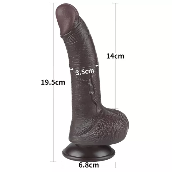 Lovetoy Sliding-Skin - dvoslojni dildo sa vakuumom - 19,5cm (braon)
