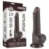 Lovetoy Klizna Koža - dvostruki dildo sa testisima - 19,5cm (braon)