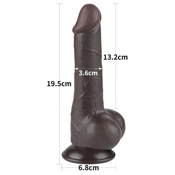 Lovetoy Klizna Koža - dvostruki dildo sa testisima - 19,5cm (braon)