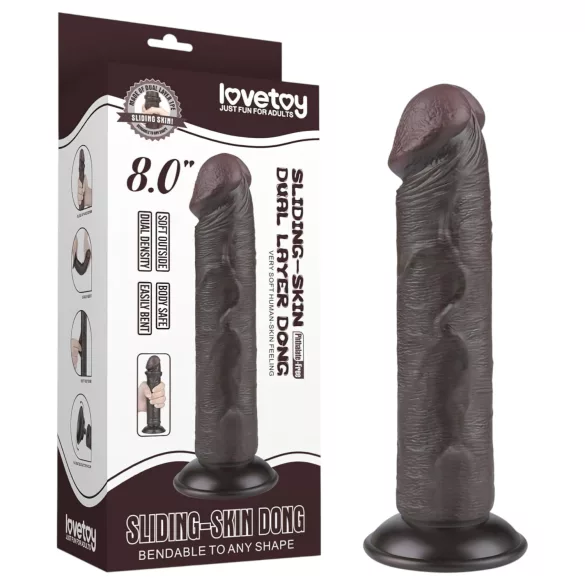 Lovetoy Sliding-Skin - dildo sa vakumom dvostrukog sloja - 20cm (braon)