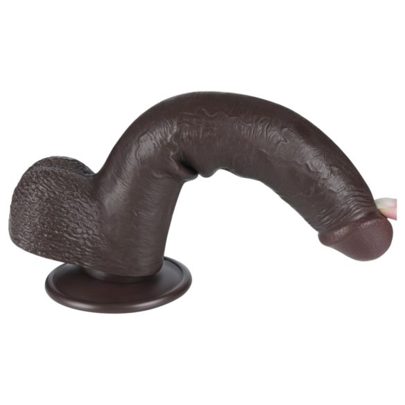 Lovetoy Sliding-Skin - dvoslojni dildo sa vakuumom - 20,8cm (braon)
