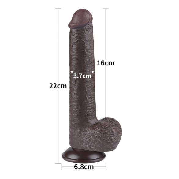 Lovetoy Sliding-Skin - dvoslojni dildo sa vakuumom - 20,8cm (braon)