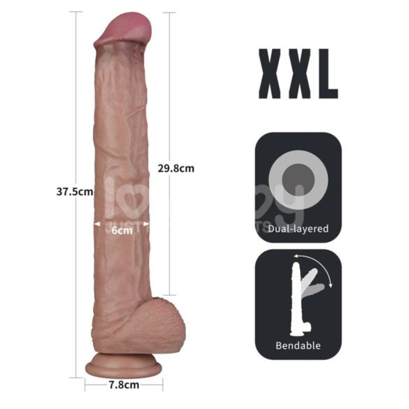 Lovetoy - dvoslojni XXL dildo - 36,5 cm - (natur)