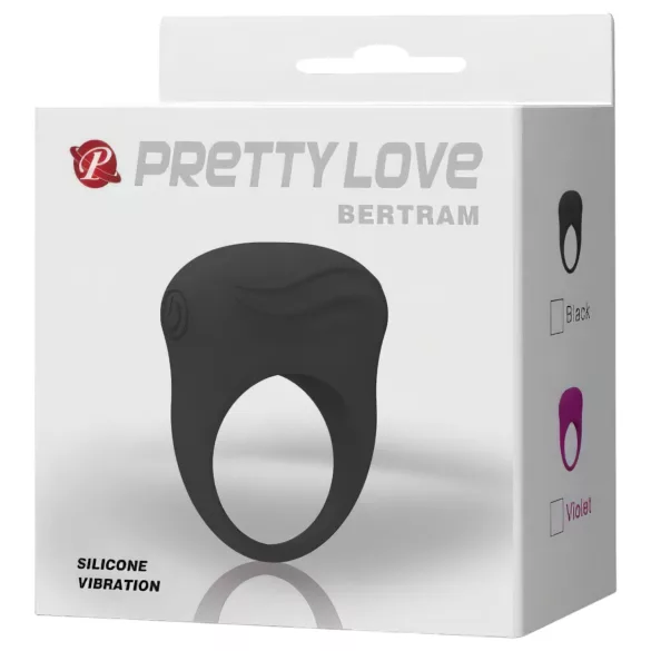 Pretty Love Bertram - vodootporni, vibrirajući prsten za penis (crni)